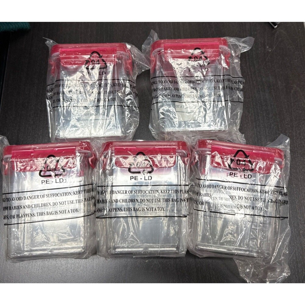 Lock & Lock Storage Container Mini Food Bowl Snap Lid 6oz Lot Of 5 Red Clear NEW
